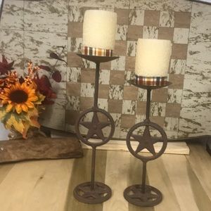 Rustic all Iron candle holders from Two’s Company.